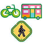 graphic icon bike bus pedestrian