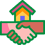 graphic icon house holding hands